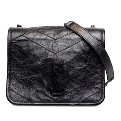 サンローラン カサンドラ ニキ YSLロゴ チェーン ショルダーバック 583103 ブラック レザー レディース SAINT LAURENT 中古