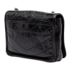 サンローラン カサンドラ ニキ YSLロゴ チェーン ショルダーバック 583103 ブラック レザー レディース SAINT LAURENT 中古