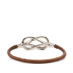 エルメス アタメ ブレスレット ブラウン シルバー メタル レザー レディース HERMES 【中古】