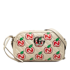 グッチ GGマーモント GGアップル 斜め掛け チェーン ショルダーバッグ 447632 ホワイト レザー レディース GUCCI 中古