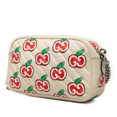 グッチ GGマーモント GGアップル 斜め掛け チェーン ショルダーバッグ 447632 ホワイト レザー レディース GUCCI 中古