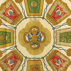 エルメス カレ90 Poste et Cavalerie サーベル飾袋 スカーフ ベージュ ゴールド マルチカラー シルク レディース HERMES 【中古】