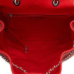 シャネル マトラッセ ココマーク シルバー金具 チェーン リュック バックパック レッド キャビアスキン レディース CHANEL 【中古】