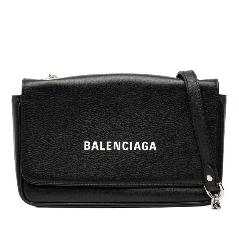 バレンシアガ エブリデイ チェーンウォレット ショルダーバッグ 537387 ブラック レザー レディース BALENCIAGA 【中古】