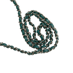 シャネル マトラッセ20 ココマーク シルバー金具 チェーン ショルダーバッグ グリーン マルチカラー ツイード レザー レディース CHANEL 【中古】