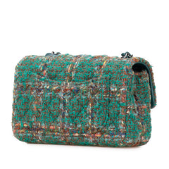 シャネル マトラッセ20 ココマーク シルバー金具 チェーン ショルダーバッグ グリーン マルチカラー ツイード レザー レディース CHANEL 【中古】