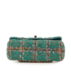 シャネル マトラッセ20 ココマーク シルバー金具 チェーン ショルダーバッグ グリーン マルチカラー ツイード レザー レディース CHANEL 【中古】