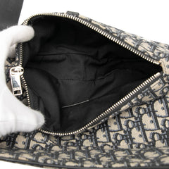 ディオール オブリーク サドル ボディバッグ ベージュ ブラック キャンバス レザー レディース Dior 【中古】