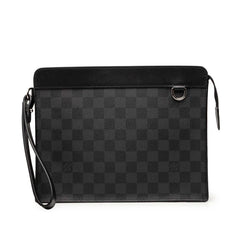 ルイ ヴィトン ダミエ グラフィット スタンドポーチ セカンドバッグ N64612 ブラック レザー PVC メンズ LOUIS VUITTON 【中古】