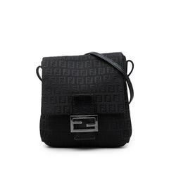 フェンディ ズッキーノ ショルダーバッグ 8BT075 ブラック キャンバス レザー レディース FENDI 中古