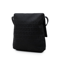 フェンディ ズッキーノ ショルダーバッグ 8BT075 ブラック キャンバス レザー レディース FENDI 中古