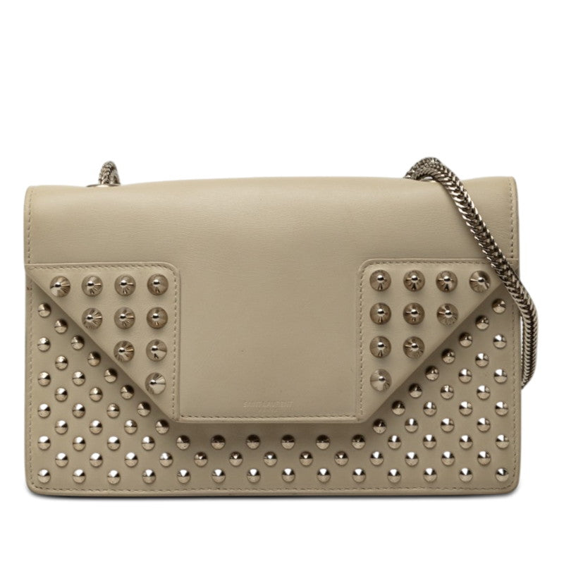 サンローラン ベティ スタッズ チェーン ショルダーバッグ 315681 グレーベージュ系 レザー レディース SAINT LAURENT 【中古】
