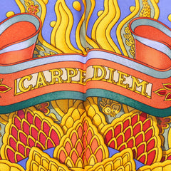 エルメス カレ90 CARPE DIEM 今日一日を楽しむ スカーフ 大判 ブルー マルチカラー シルク レディース HERMES 中古