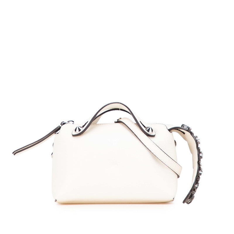 フェンディ ミニ バイザウェイ ビジュー ハンドバッグ ショルダーバッグ 2WAY 8BL133 アイボリー レザー レディース FENDI 【中古】