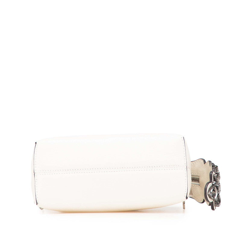 フェンディ ミニ バイザウェイ ビジュー ハンドバッグ ショルダーバッグ 2WAY 8BL133 アイボリー レザー レディース FENDI 【中古】