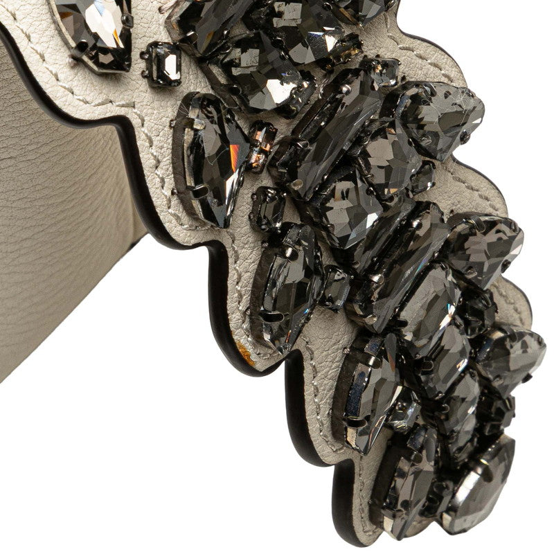 フェンディ ミニ バイザウェイ ビジュー ハンドバッグ ショルダーバッグ 2WAY 8BL133 アイボリー レザー レディース FENDI 【中古】