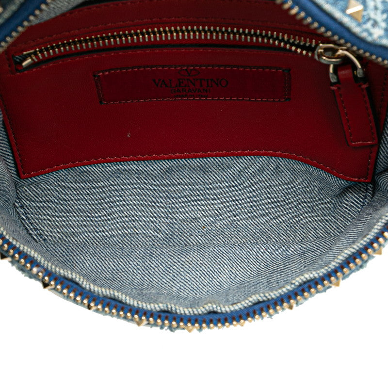 ヴァレンチノ スタッズ ウエストバッグ ボディバッグ ブルー シルバー デニム レザー レディース Valentino 【中古】