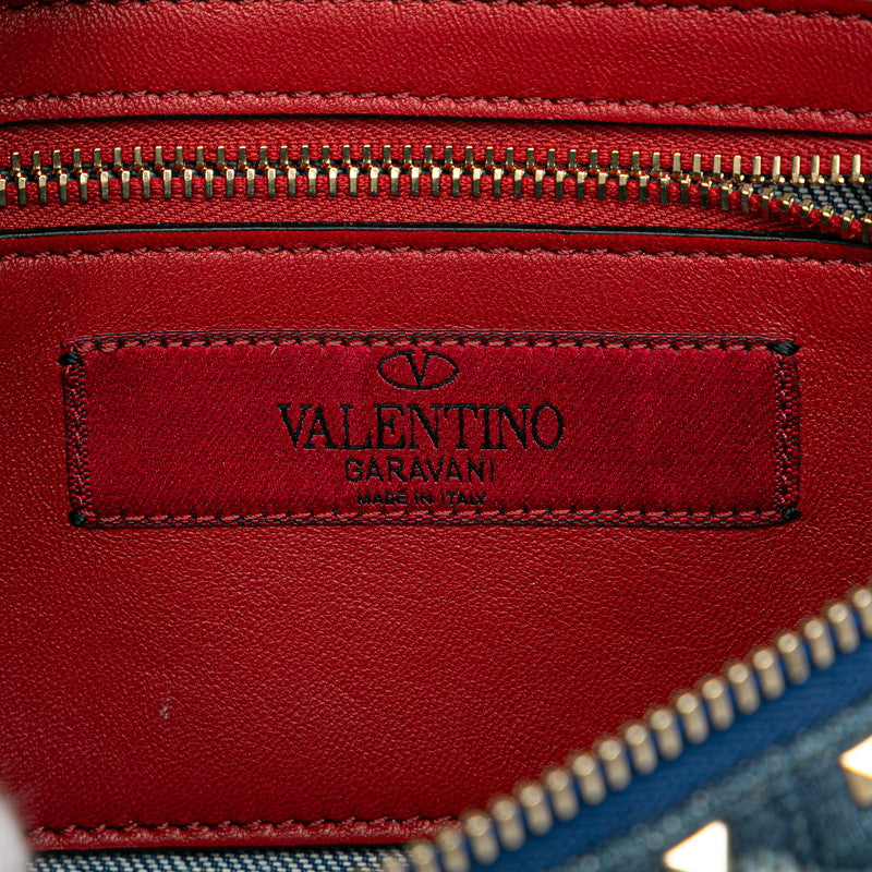 ヴァレンチノ スタッズ ウエストバッグ ボディバッグ ブルー シルバー デニム レザー レディース Valentino 【中古】