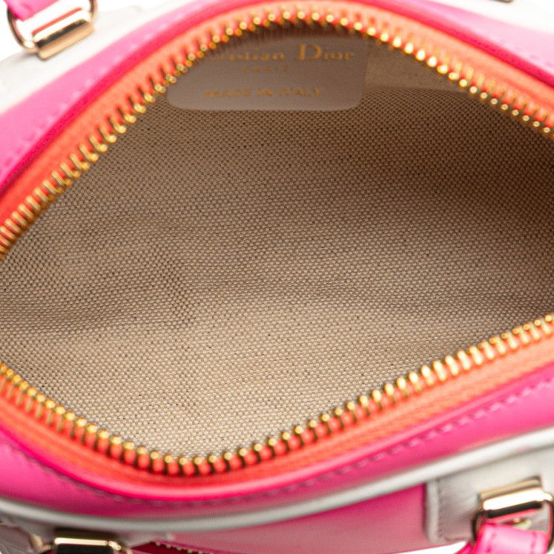 ディオール ヴァイブ ミニ ミニボウリングバッグ ハンドバッグ 2WAY ピンク ホワイト レザー レディース Dior 【中古】