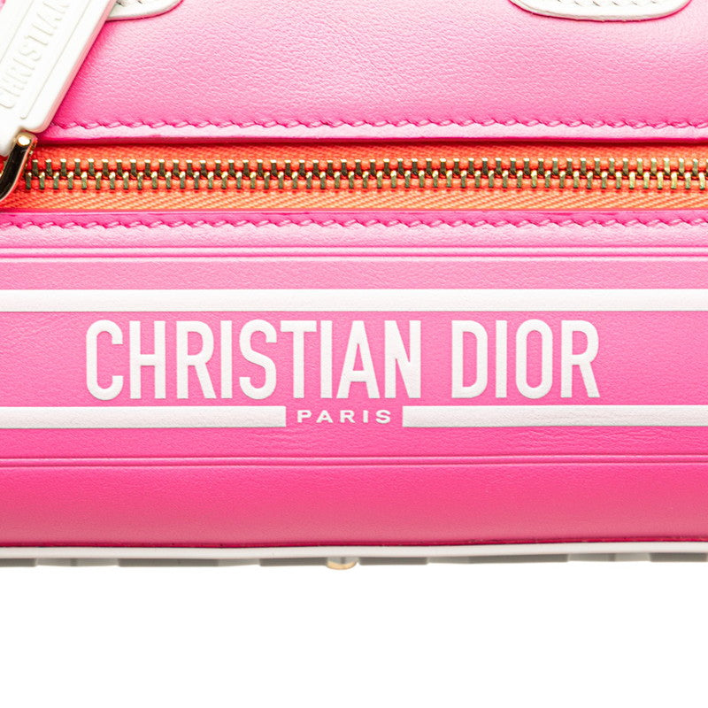 ディオール ヴァイブ ミニ ミニボウリングバッグ ハンドバッグ 2WAY ピンク ホワイト レザー レディース Dior 【中古】