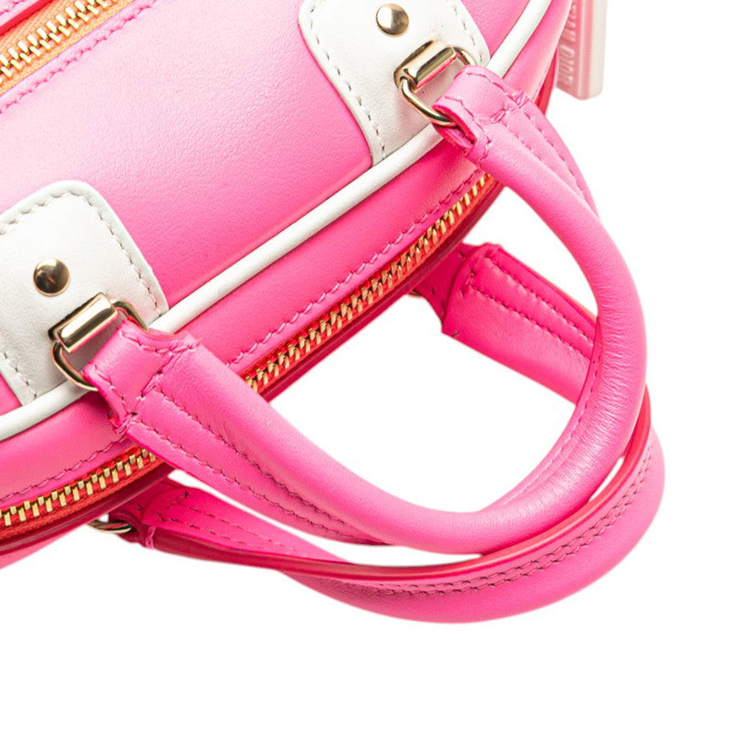 ディオール ヴァイブ ミニ ミニボウリングバッグ ハンドバッグ 2WAY ピンク ホワイト レザー レディース Dior 【中古】
