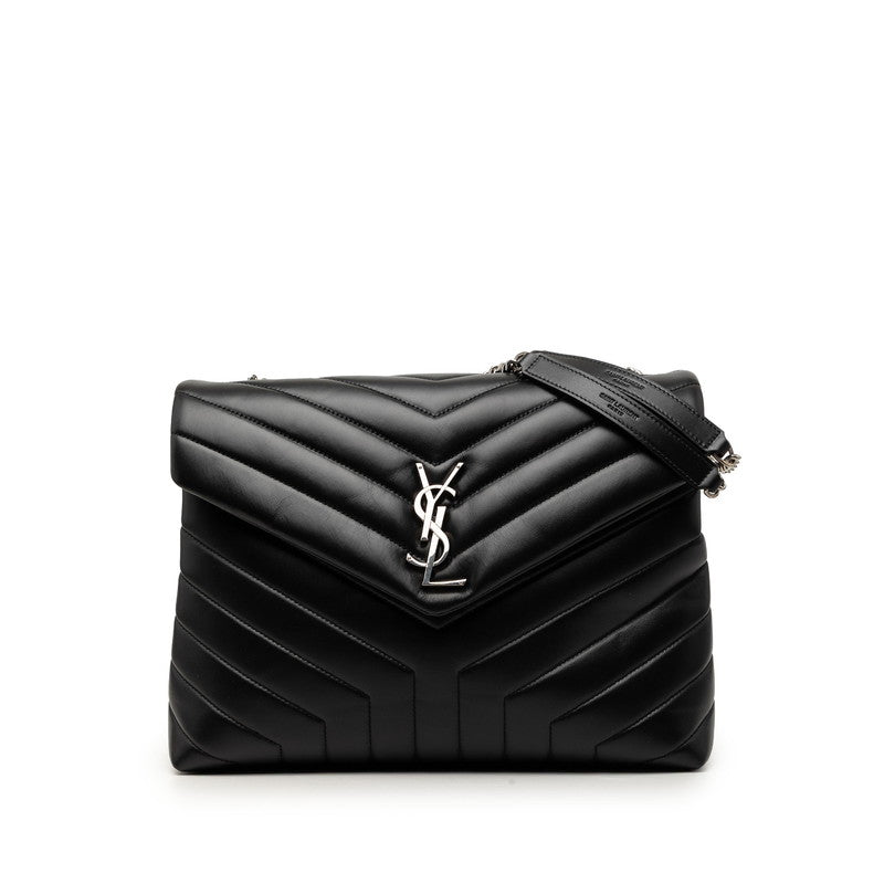 サンローラン ルル ミディアム チェーン ショルダーバッグ 574946 ブラック レザー レディース SAINT LAURENT 【中古】