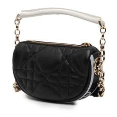 クリスチャンディオール カナージュ ポーチ ハンドバッグ ショルダーバッグ ブラック ホワイト レザー レディース Christian Dior 【中古】