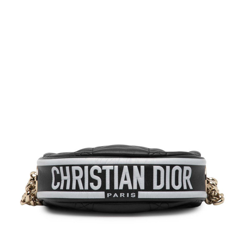 クリスチャンディオール カナージュ ポーチ ハンドバッグ ショルダーバッグ ブラック ホワイト レザー レディース Christian Dior 【中古】