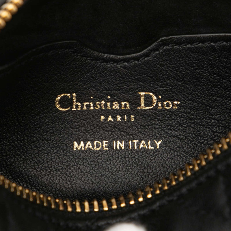 クリスチャンディオール カナージュ ポーチ ハンドバッグ ショルダーバッグ ブラック ホワイト レザー レディース Christian Dior 【中古】