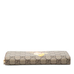 グッチ GGスプリーム ばなにゃ プリント ジッピーウォレット 長財布 701060 ブラウン イエロー PVC レザー レディース GUCCI 【中古】