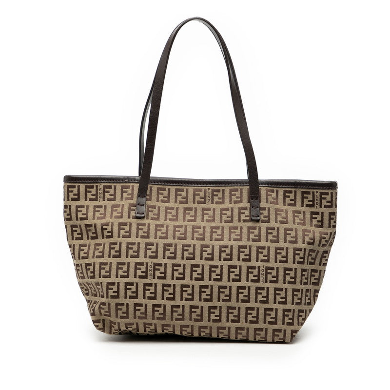 フェンディ ズッキーノ ハンドバッグ トートバッグ 8BH075 ブラウン キャンバス レディース FENDI 【中古】