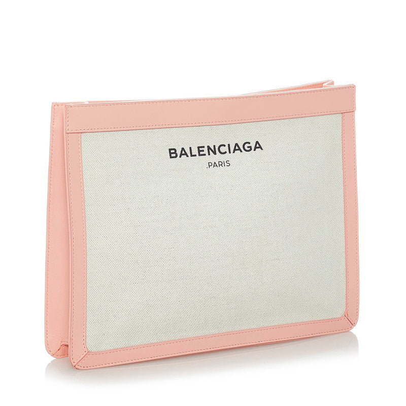 バレンシアガ クラッチバッグ セカンドバッグ 410119 アイボリー キャンバス レザー レディース BALENCIAGA 【中古】