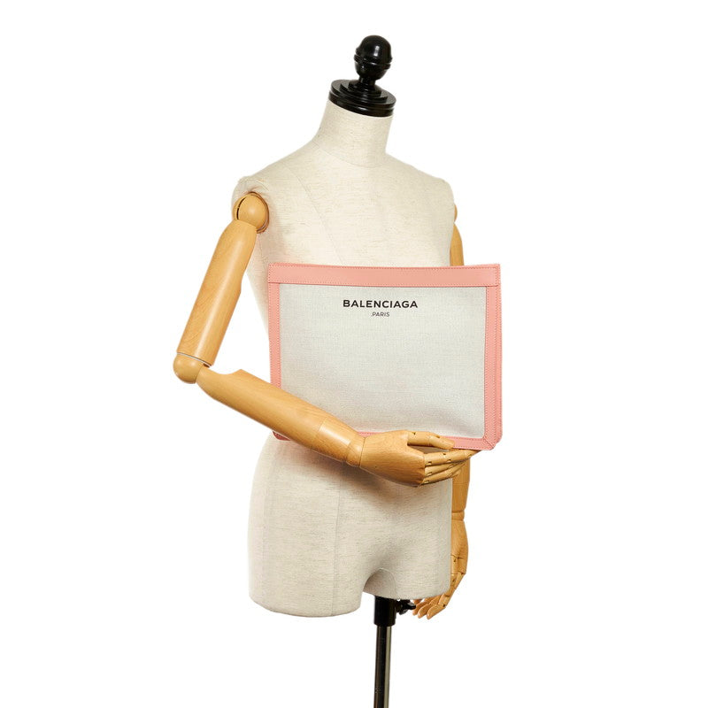 バレンシアガ クラッチバッグ セカンドバッグ 410119 アイボリー キャンバス レザー レディース BALENCIAGA 【中古】