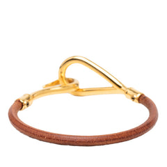 エルメス ジャンボブレス ブレスレット ゴールド ブラウン メッキ レザー レディース HERMES 【中古】