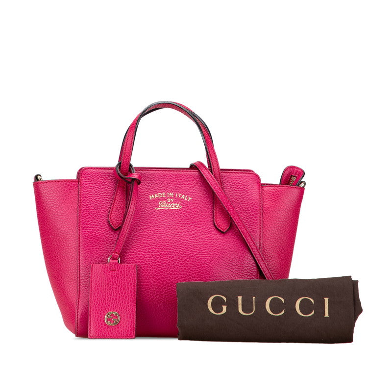 グッチ スウィング ミニ ハンドバッグ ショルダーバッグ 2WAY 368827 ピンク レザー レディース GUCCI 【中古】