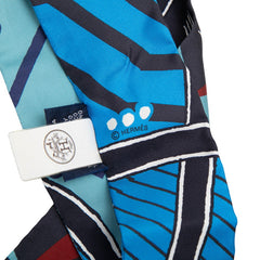 エルメス ツイリー JEU DE SOIE UNIFORME シルクゲーム スカーフ ブルー シルク レディース HERMES 【中古】