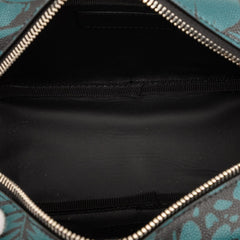 サンローラン ボタニカル柄 ポーチ 650125 グリーン ブラック レザー レディース SAINT LAURENT 【中古】