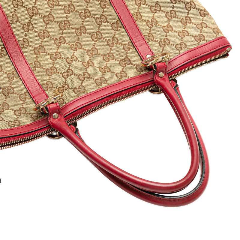 グッチ GGキャンバス ラブリー トートバッグ 257069 ベージュ ピンク キャンバス レザー レディース GUCCI 【中古】