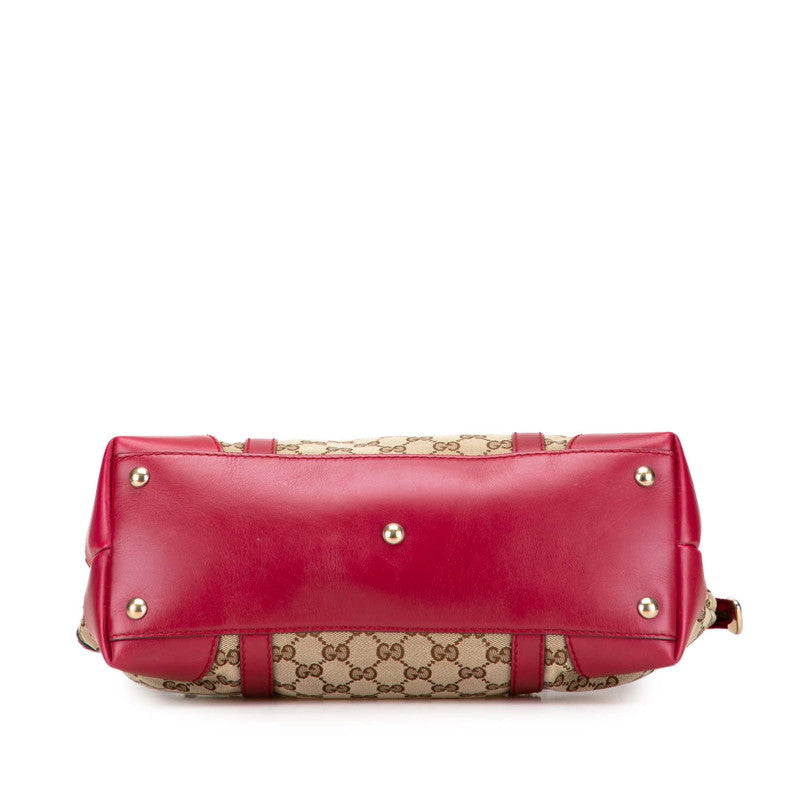 グッチ GGキャンバス ラブリー トートバッグ 257069 ベージュ ピンク キャンバス レザー レディース GUCCI 【中古】