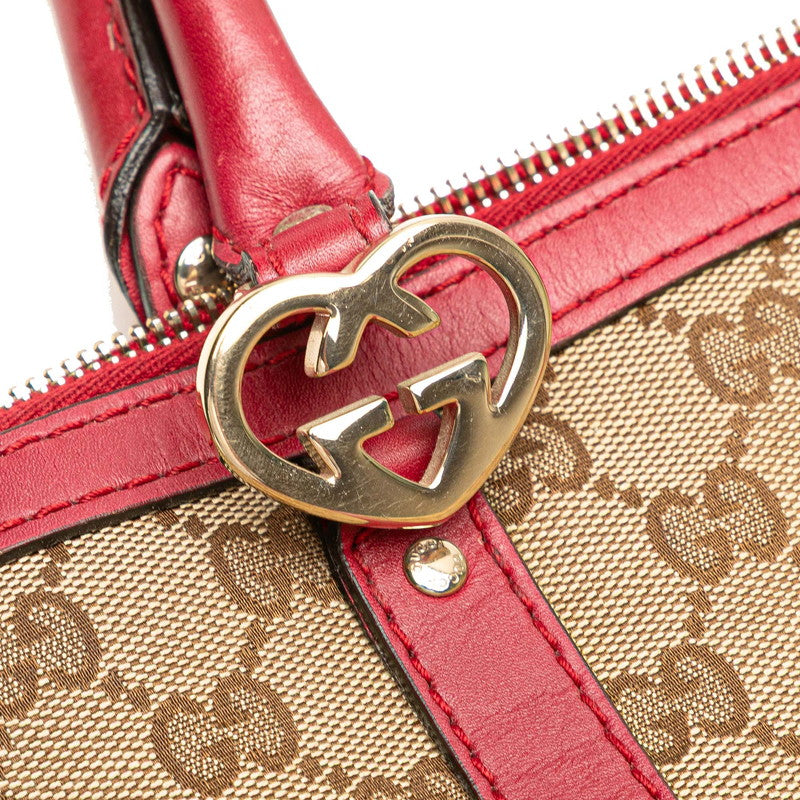 グッチ GGキャンバス ラブリー トートバッグ 257069 ベージュ ピンク キャンバス レザー レディース GUCCI 【中古】