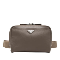 プラダ 三角ロゴプレート ボディバッグ ショルダーバッグ ベージュ レザー レディース PRADA 中古