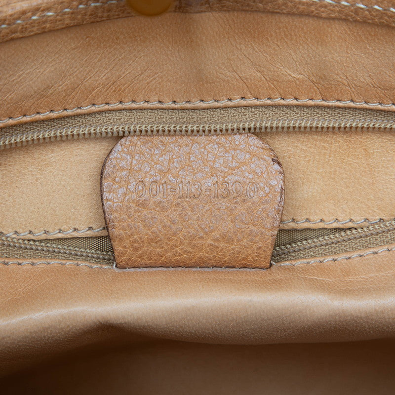 グッチ ジャッキー ハンドバッグ ショルダーバッグ 001 113 1390 ベージュ ブラウン キャンバス レザー レディース GUCCI 【中古】