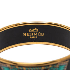 エルメス エマイユGM 七宝焼き エナメルブレスレット バングル ゴールド ブラック メッキ レディース HERMES 【中古】
