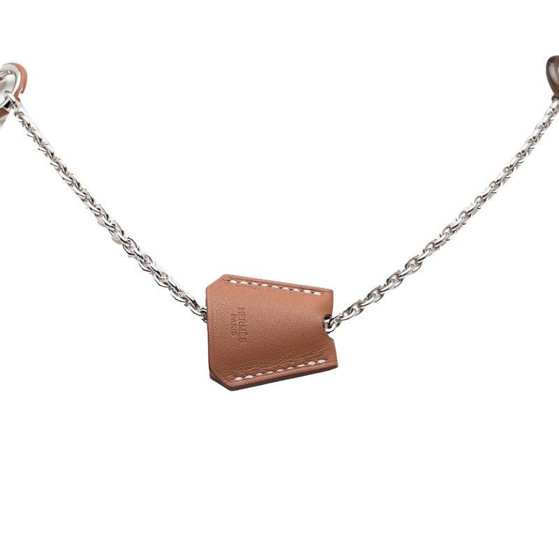 エルメス クロシェットネックレス ネックレス シルバー ブラウン メタル ヴォースイフト レディース HERMES 【中古】