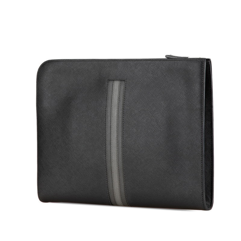 プラダ クラッチバッグ ブラック サフィアーノレザー レディース PRADA 【中古】