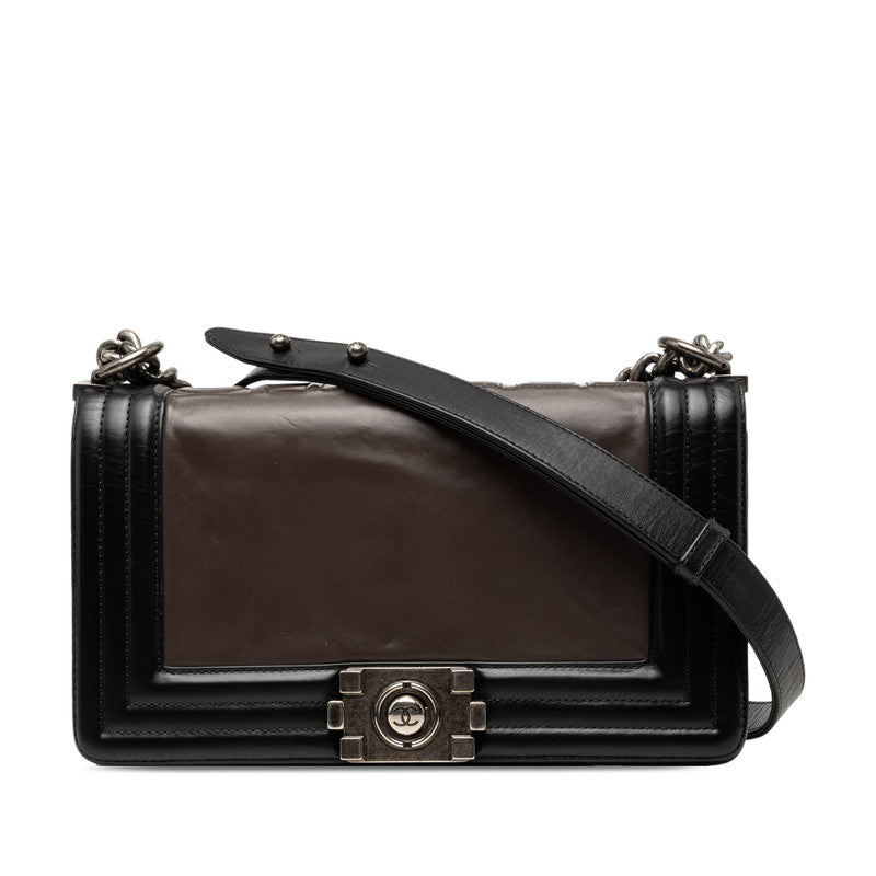 シャネル ココマーク ボーイシャネル チェーン ショルダーバッグ ブラック ブラウン レザー レディース CHANEL 【中古】