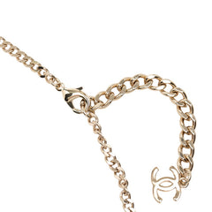シャネル ココマーク チェーン ネックレス B25P ゴールド ブルー ブラック メッキ レザー デニム レディース CHANEL 【中古】
