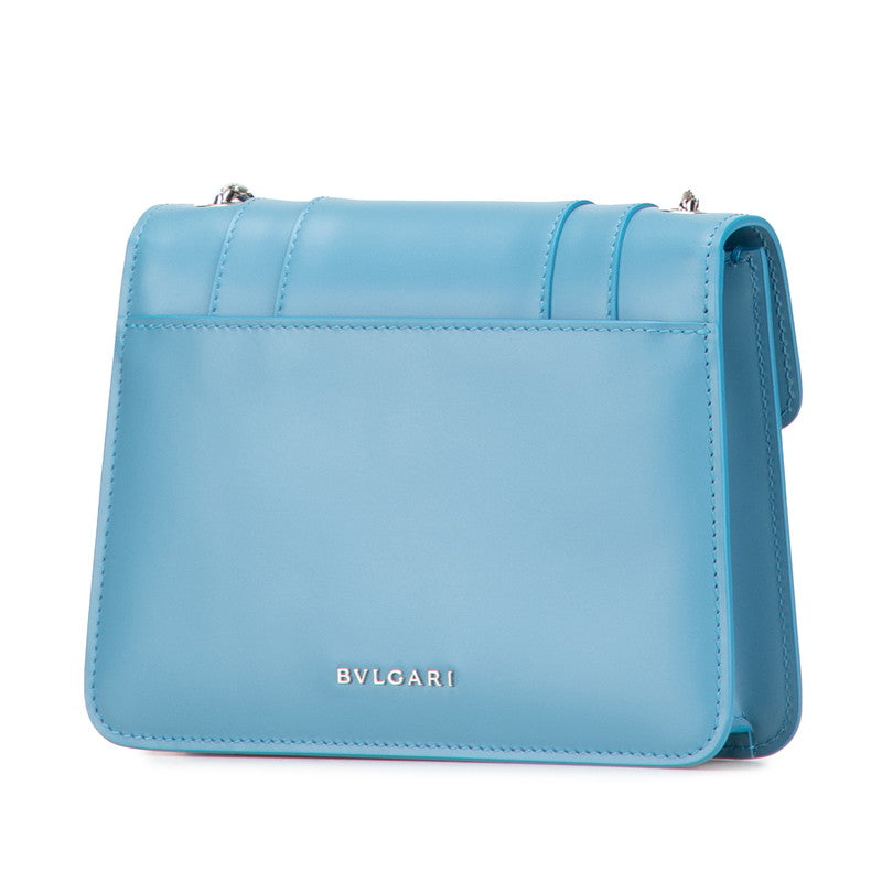 ブルガリ セルペンティ チェーン ショルダーバッグ ブルー レザー レディース BVLGARI 【中古】