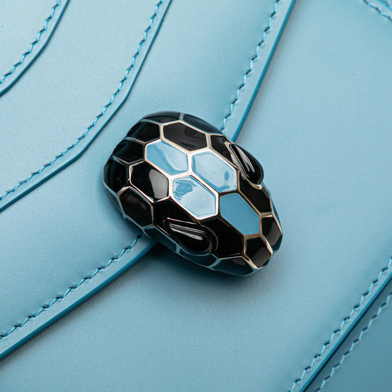 ブルガリ セルペンティ チェーン ショルダーバッグ ブルー レザー レディース BVLGARI 【中古】