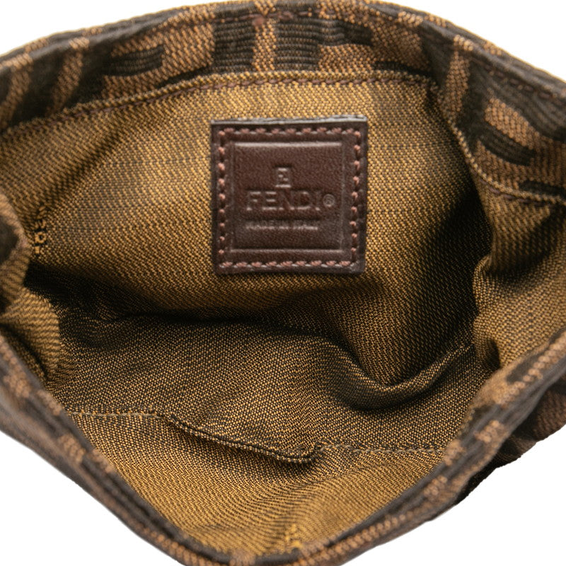 フェンディ ズッカ ミニ クロワッサン ハンドバッグ 26673 ブラウン シルバー キャンバス レザー レディース FENDI 【中古】